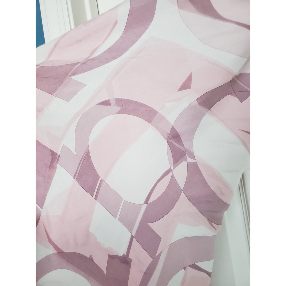 Salvatore Ferragamo Scarf Pink Gancini Logo Silky Geometric Luxury Accessory OS - Picture 4 of 7